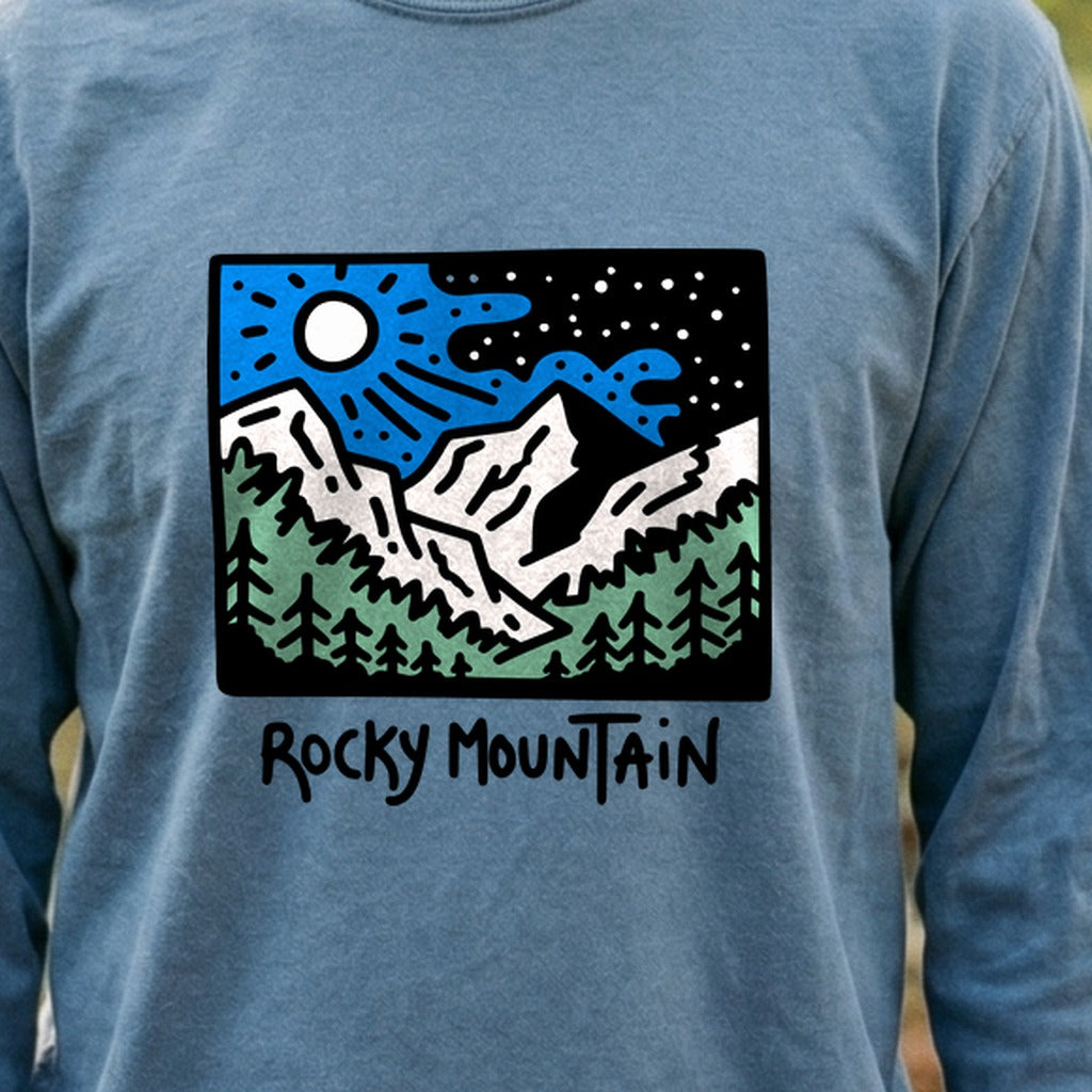 Rocky Mountain at Night Cotton Long Sleeve product image 3