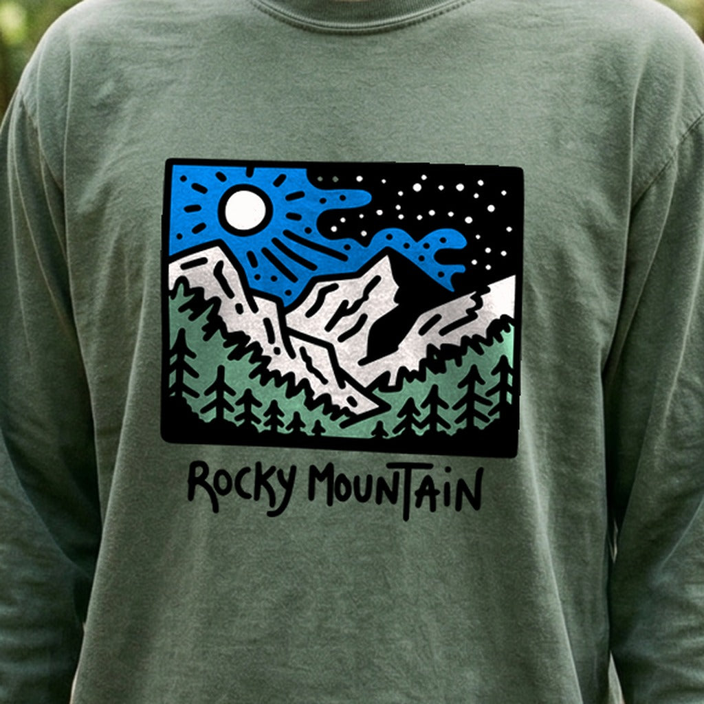 Rocky Mountain at Night Cotton Long Sleeve product image 4