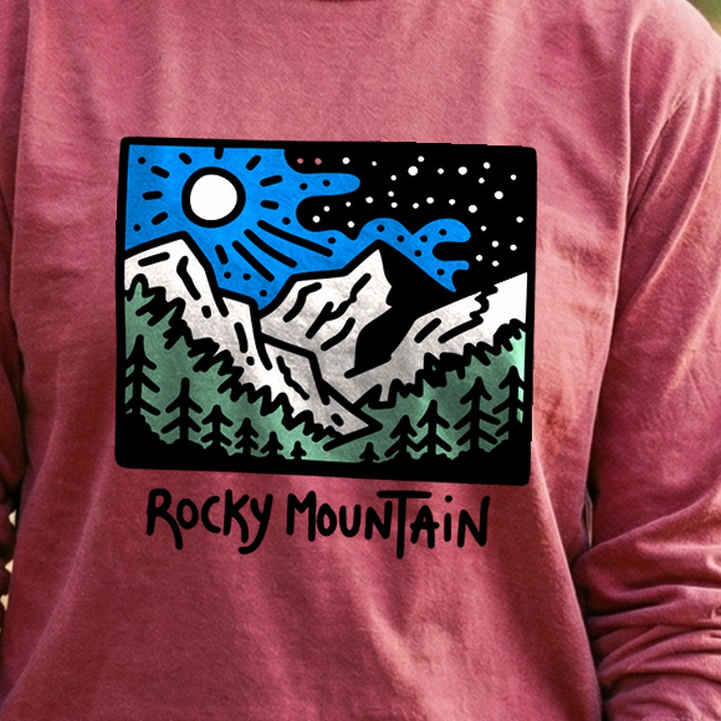 Rocky Mountain at Night Cotton Long Sleeve product image 5