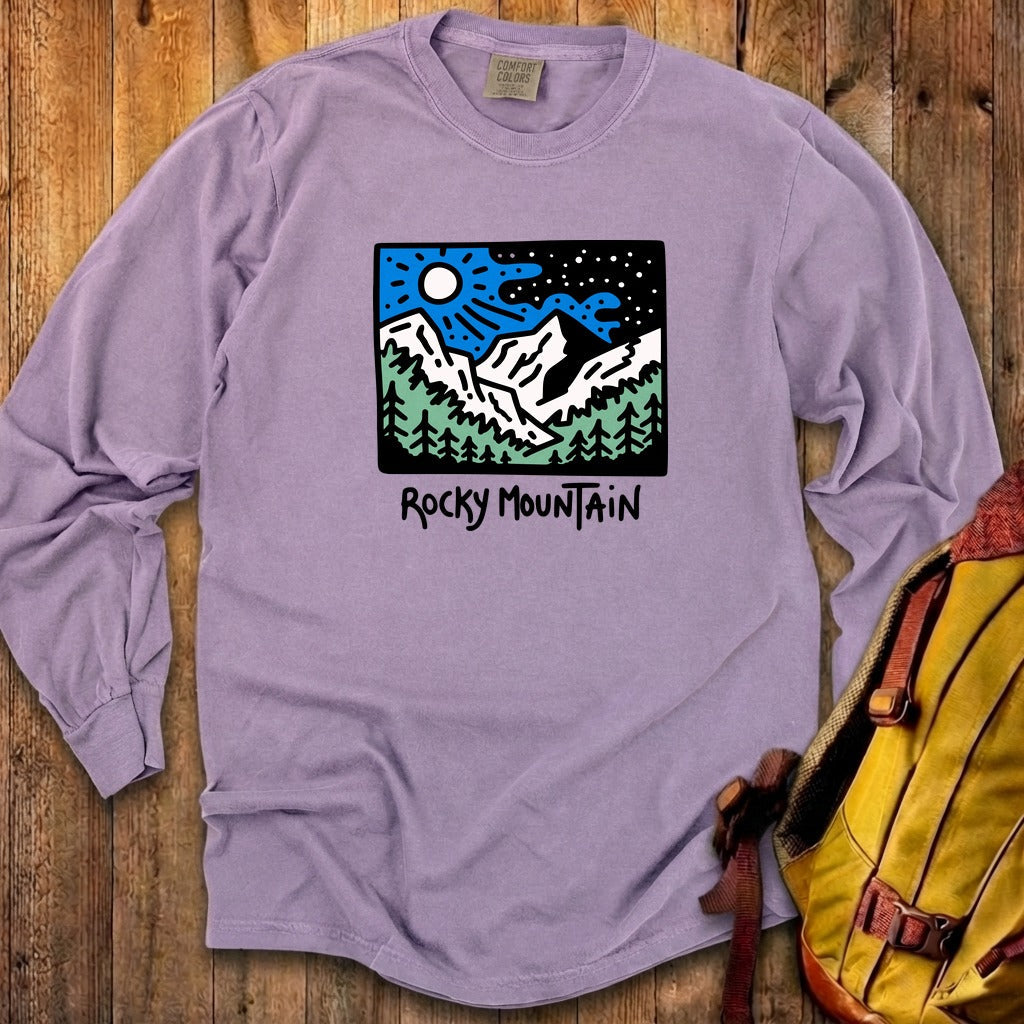 Rocky Mountain at Night Cotton Long Sleeve product image 25