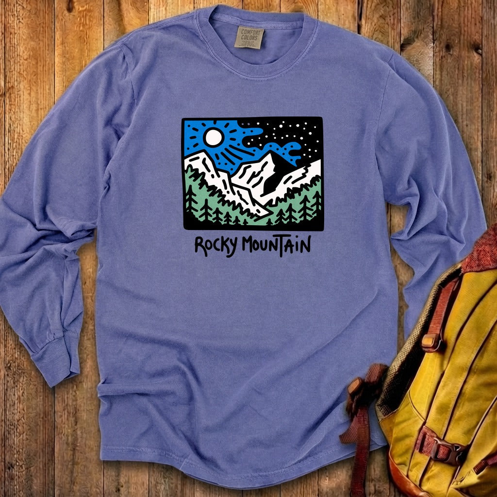 Rocky Mountain at Night Cotton Long Sleeve product image 29