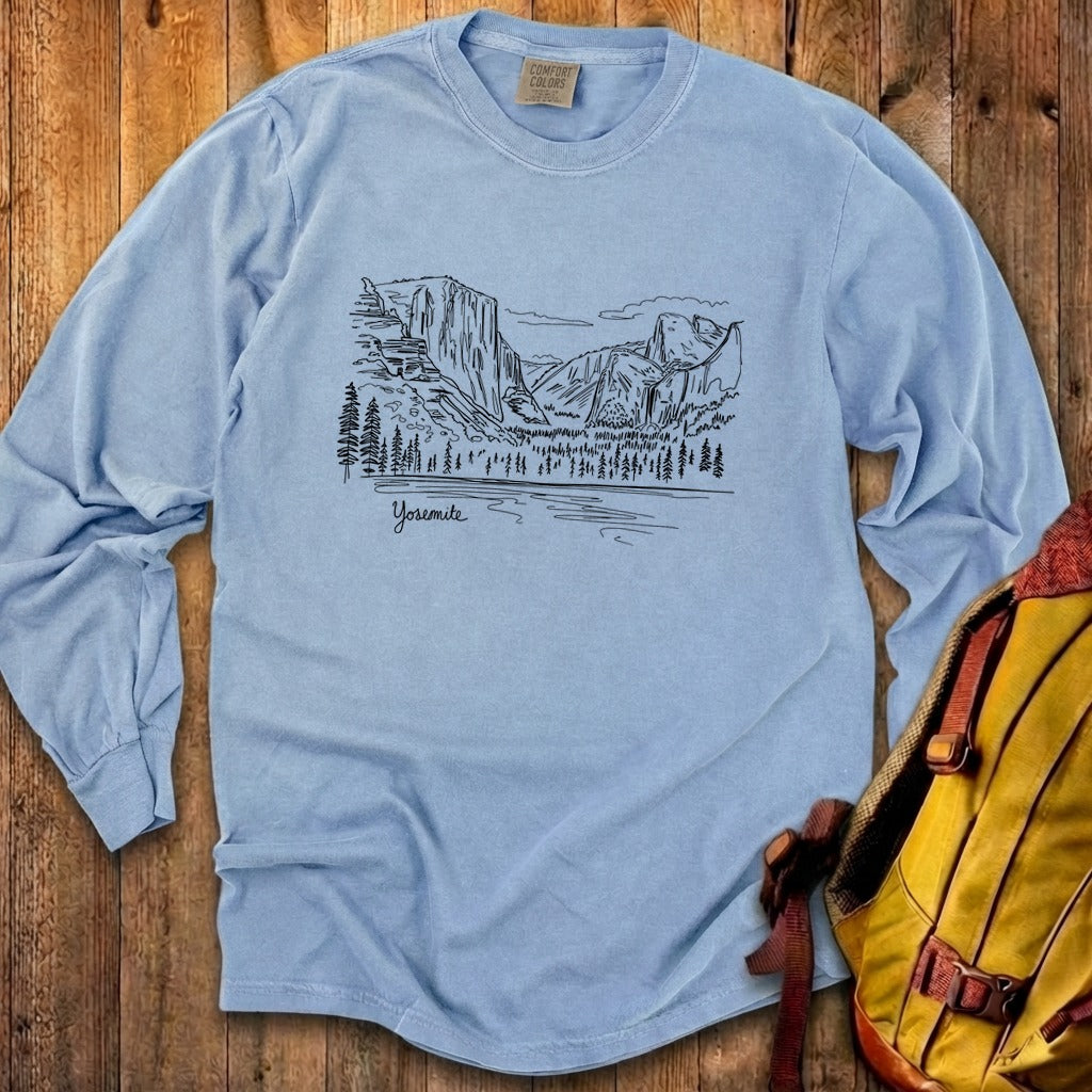 Yosemite Line Drawing Cotton Long Sleeve product image 1