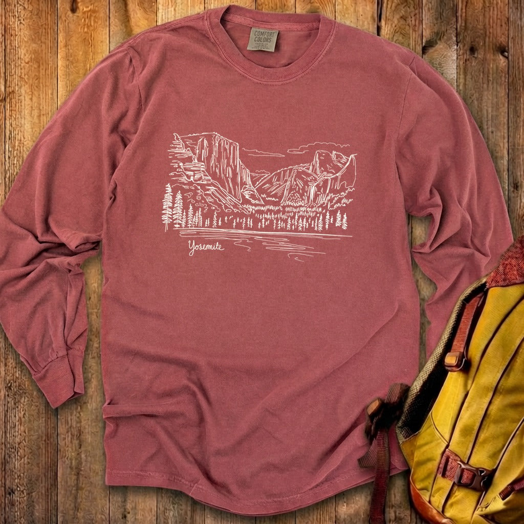 Yosemite Line Drawing Cotton Long Sleeve product image 13