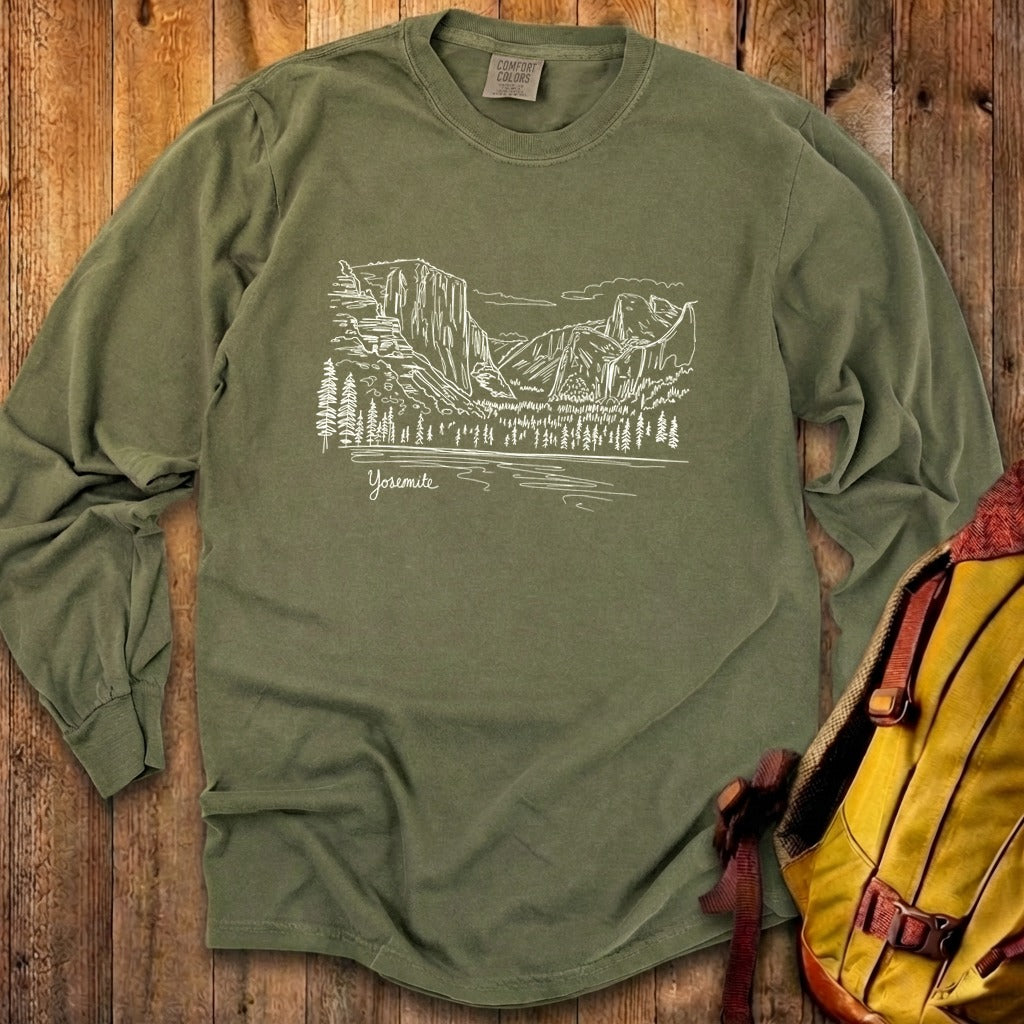 Yosemite Line Drawing Cotton Long Sleeve product image 17