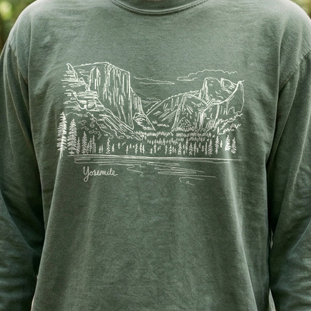 Yosemite Line Drawing Cotton Long Sleeve product image 4