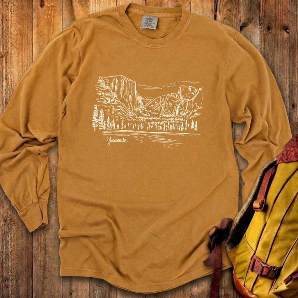 Yosemite Line Drawing Cotton Long Sleeve product image 23