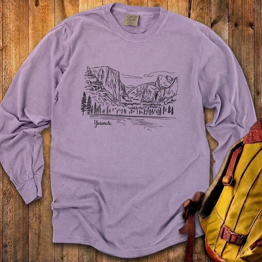 Yosemite Line Drawing Cotton Long Sleeve product image 25