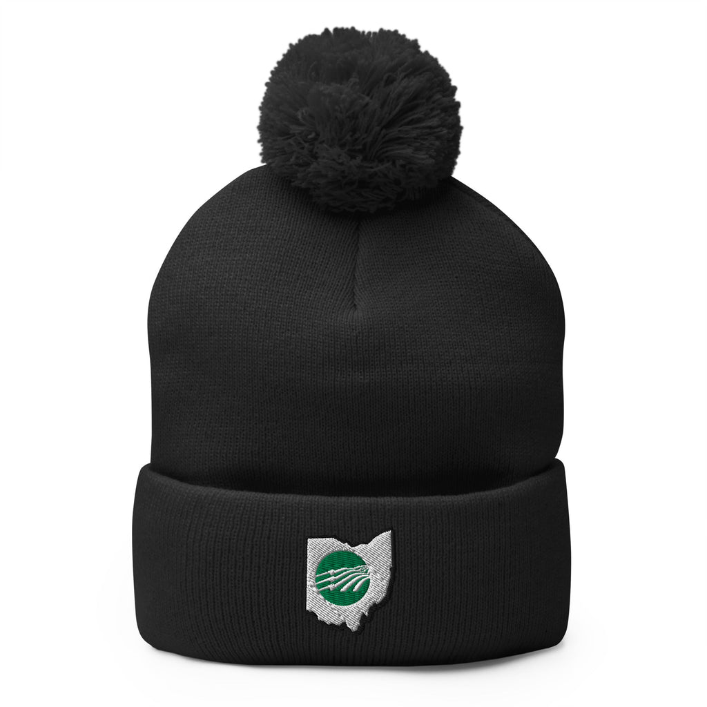 Embroidered Pom-Pom Beanie