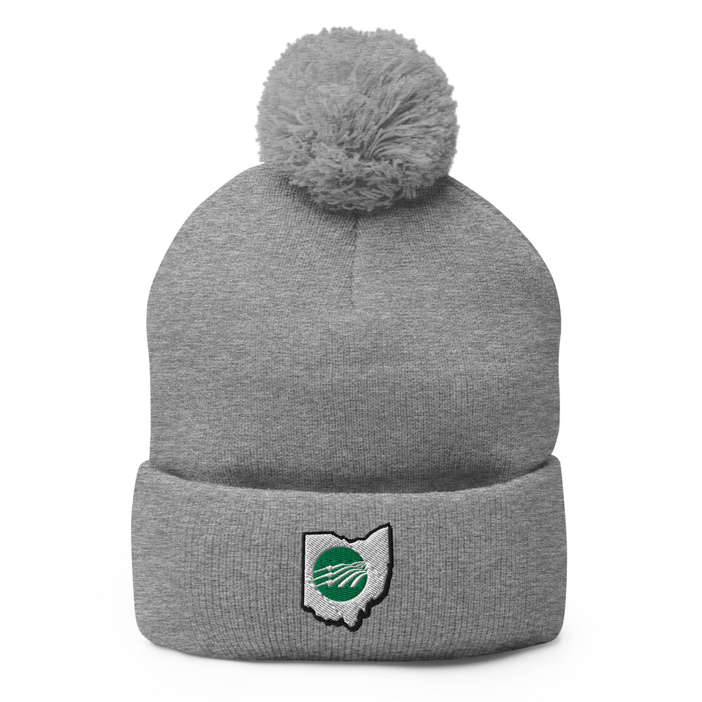 Embroidered Pom-Pom Beanie